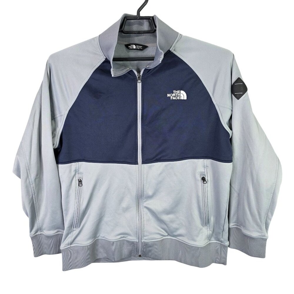 Mens The North Face Full Zip Gray & Navy Jacket 100% Polyester Long Sleeve XLT